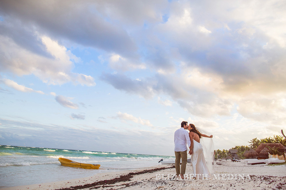  elizabeth medina photography tulum wedding photographer_57 Mayan Ceremony, Tulum, Mexico  12 13 14 Beach photos, bride and groom at sunset. 