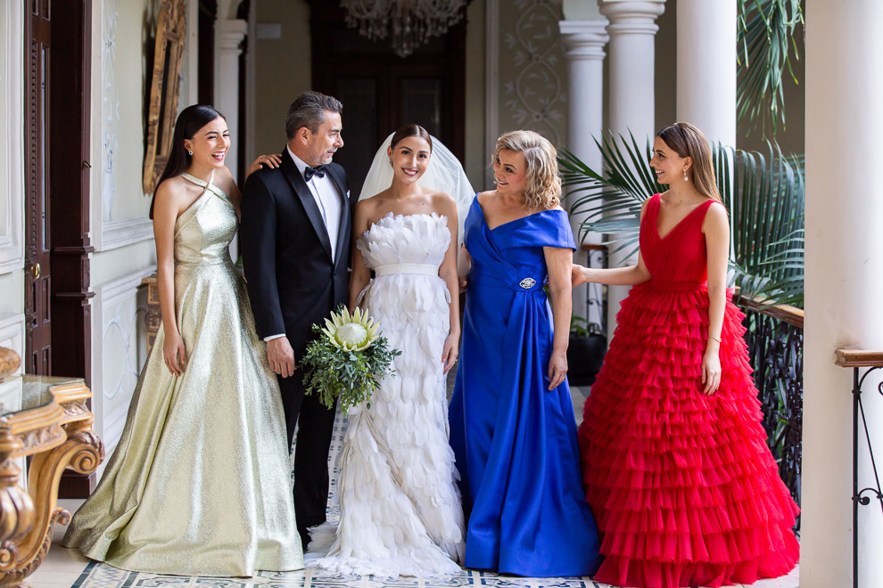 family in colorful and elegant evening clothes elizabeth medina yucatan wedding blog 0053 Casa Faller and Mansion Merida, Wedding Day Photos in Merida’s Most Elegant Wedding Venues, Maribel and RobertoMeirda fashion design family in colorful and elegant evening clothes  