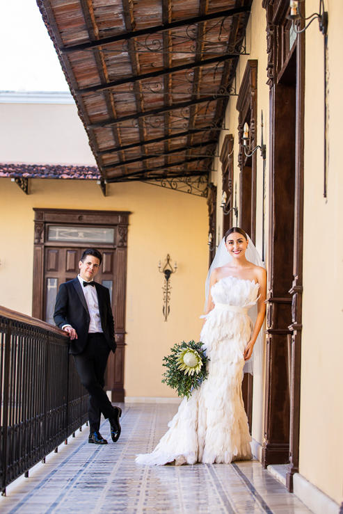 elegant wedding couple corredor Mansion Merida elizabeth medina yucatan wedding blog 0054 Casa Faller and Mansion Merida, Wedding Day Photos in Merida’s Most Elegant Wedding Venues, Maribel and RobertoMerida fashion design elegant evening clothes  