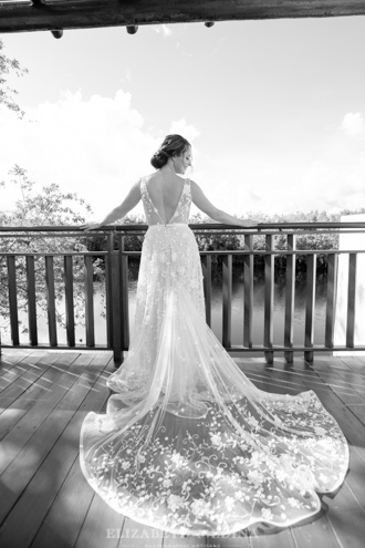 artistic photo destination bride with lace wedding gown train destination wedding photographer fairmon mayakoba 44 Beach wedding photographer at the Fairmont Mayakoba, Cat and Ian’s Destination Weddingartistic photo destination bride with lace wedding gown train  